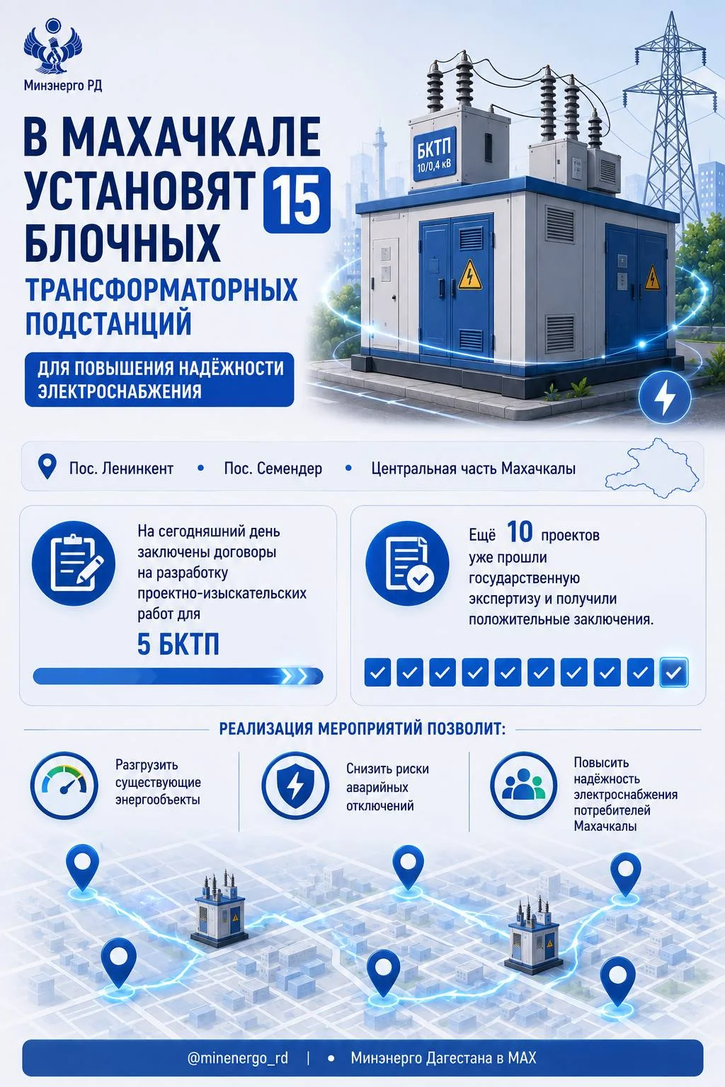 15 новых подстанций появятся в Махачкале